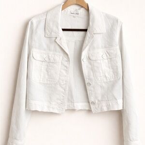 Bella Dahl White Cropped Jacket Size Small Button Front Lightweight Denim